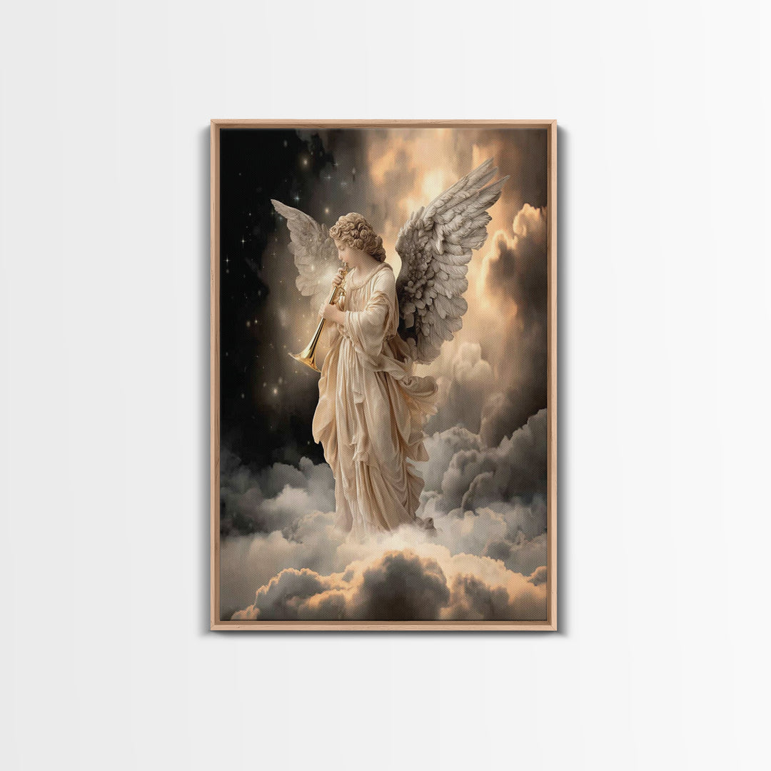 Trumpet Of Glory | Framed Canvas Print | Christian Art Canvas | Christian Wall Art | Modern Christian Art | Christmas Art Work | Christian