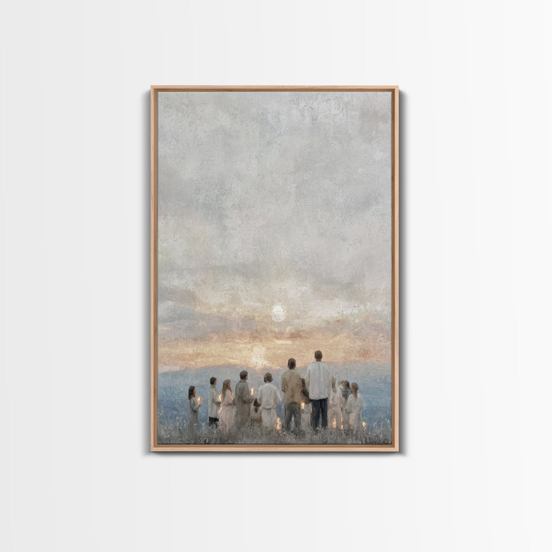 Early Light Gathering, Framed Canvas Print, Christian Wall Art, Christian Art Painting, Minimalist Christian Art, Christmas Art Framed, Chr
