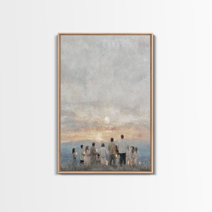 Early Light Gathering, Framed Canvas Print, Christian Wall Art, Christian Art Painting, Minimalist Christian Art, Christmas Art Framed, Chr