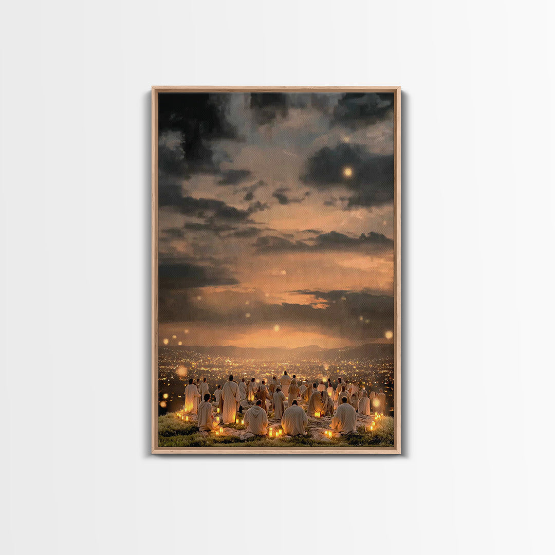 Eternal Night Glow, Framed Canvas Print, Christian Wall Art, Christian Christmas Art, Modern Christian Art, Christmas Art Work, Christian D