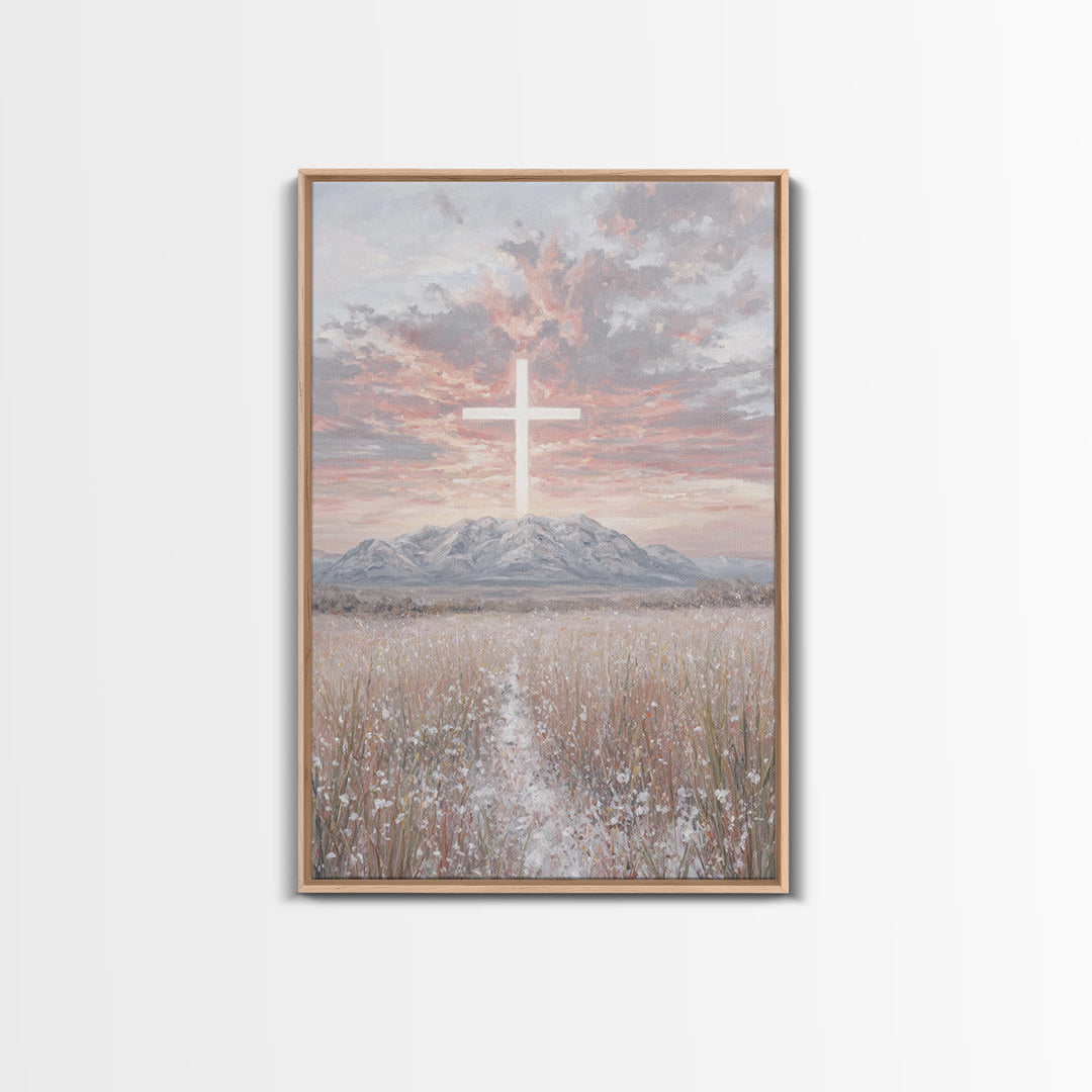 Field Of Mercy | Framed Canvas Print | Christian Wall Art | Christian Art Canvas | Minimalist Christian Art | Christian Paintings | Christi