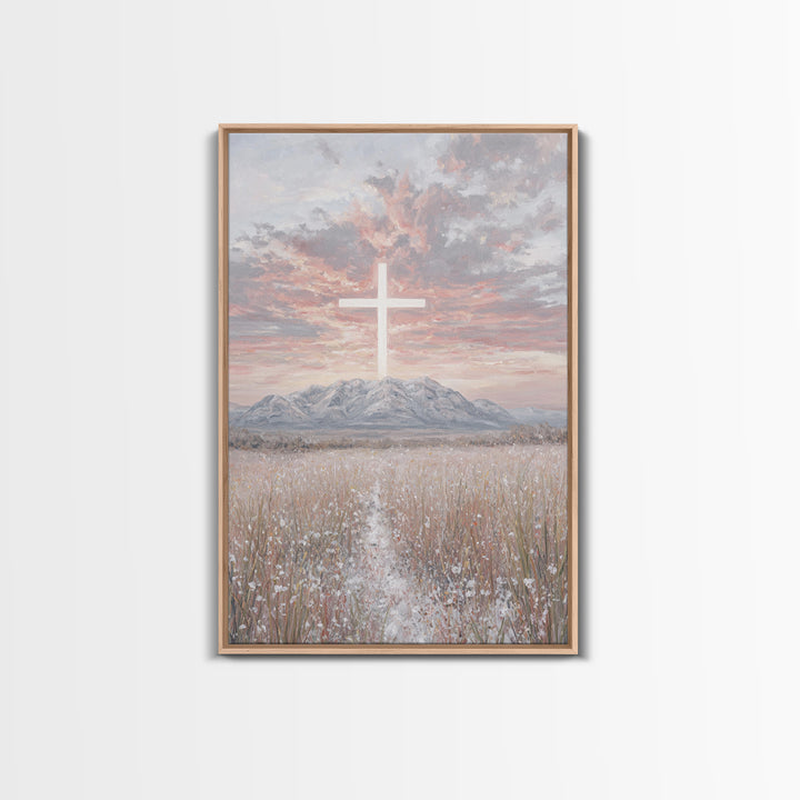 Field Of Mercy | Framed Canvas Print | Christian Wall Art | Christian Art Canvas | Minimalist Christian Art | Christian Paintings | Christi
