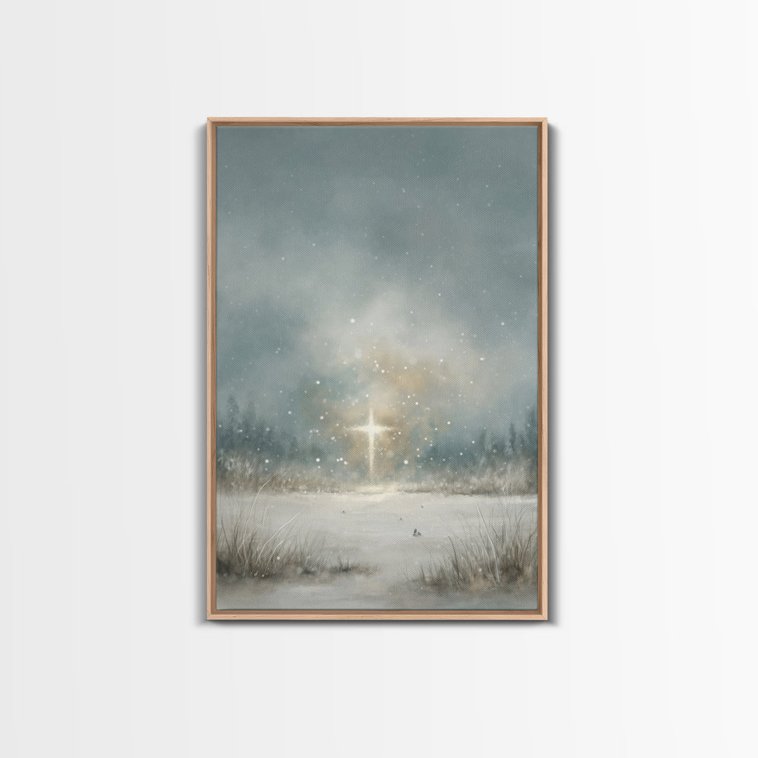 Radiant Summit Cross, Framed Canvas Print, Christian Art Canvas, Christian Wall Art, Modern Christian Art, Christian Art Work, Christian Ch