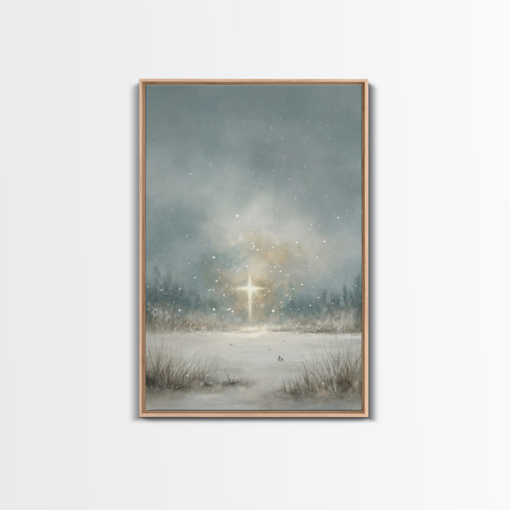 Radiant Summit Cross, Framed Canvas Print, Christian Art Canvas, Christian Wall Art, Modern Christian Art, Christian Art Work, Christian Ch