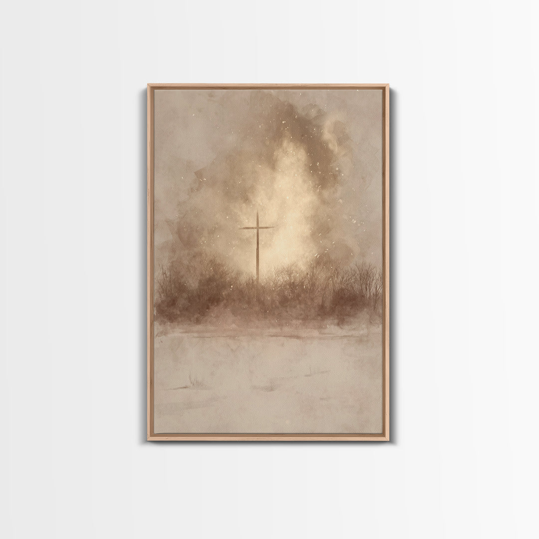 Dawn Of Mercy | Framed Canvas Print | Christian Art Canvas | Christian Wall Art | Moody Christmas Art | Christian Gift