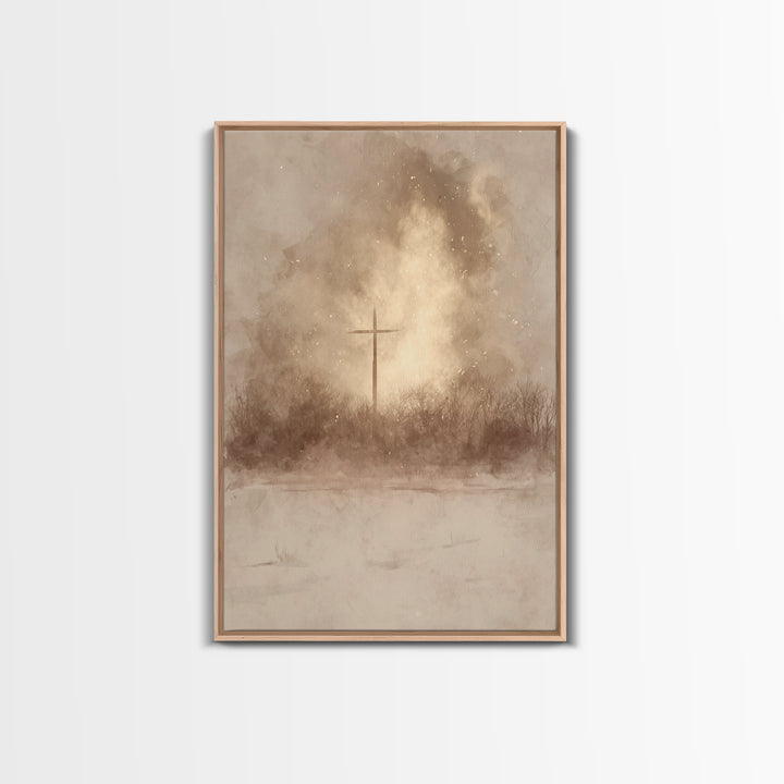 Dawn Of Mercy | Framed Canvas Print | Christian Art Canvas | Christian Wall Art | Moody Christmas Art | Christian Gift