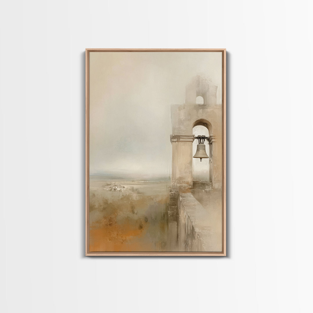 Silent Bell Tower, Framed Canvas Print, Christian Wall Art, Christian Art Canvas, Christian Gift, Vintage Christian Art