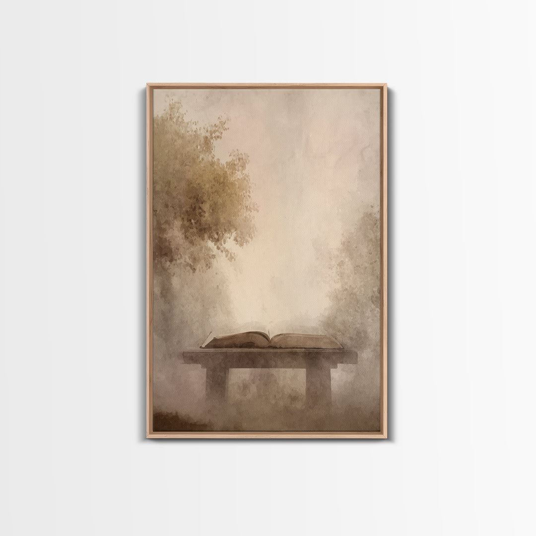 Misty Word Refuge | Framed Canvas Print | Christian Wall Art | Christian Art Canvas | Christian Gift | Subtle Christian Art