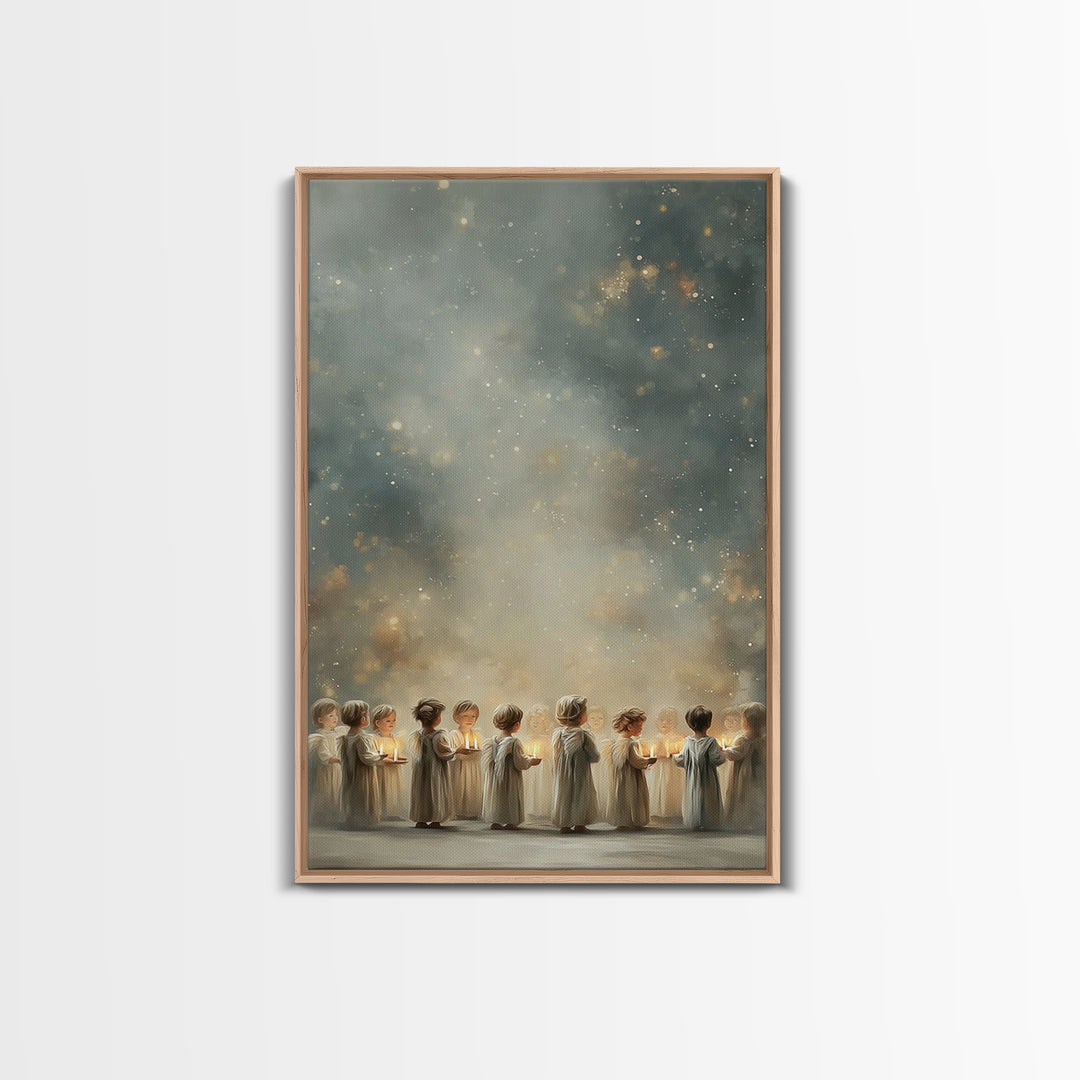 Circle Of Angels – Framed Canvas Print – Christian Wall Art – Christian Art Canvas – Christmas Art – Christian Christmas Decor