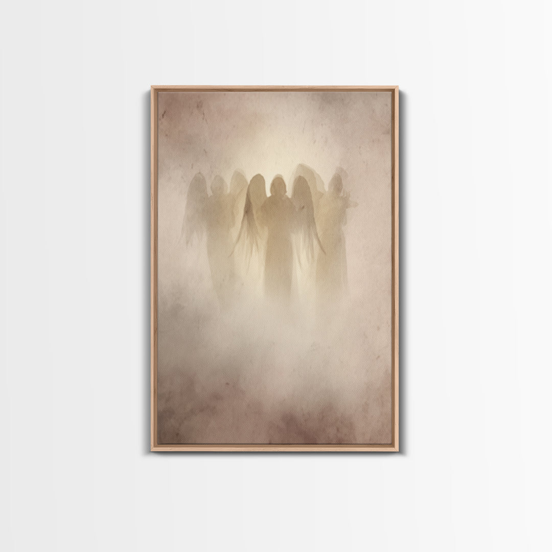 Veiled Guardians – Framed Canvas Print – Christian Art Canvas – Christian Wall Art – Minimalist Christian Art – Christian Decor – Christian