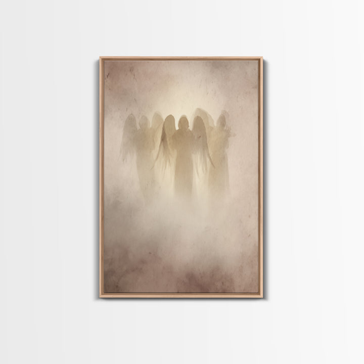 Veiled Guardians – Framed Canvas Print – Christian Art Canvas – Christian Wall Art – Minimalist Christian Art – Christian Decor – Christian