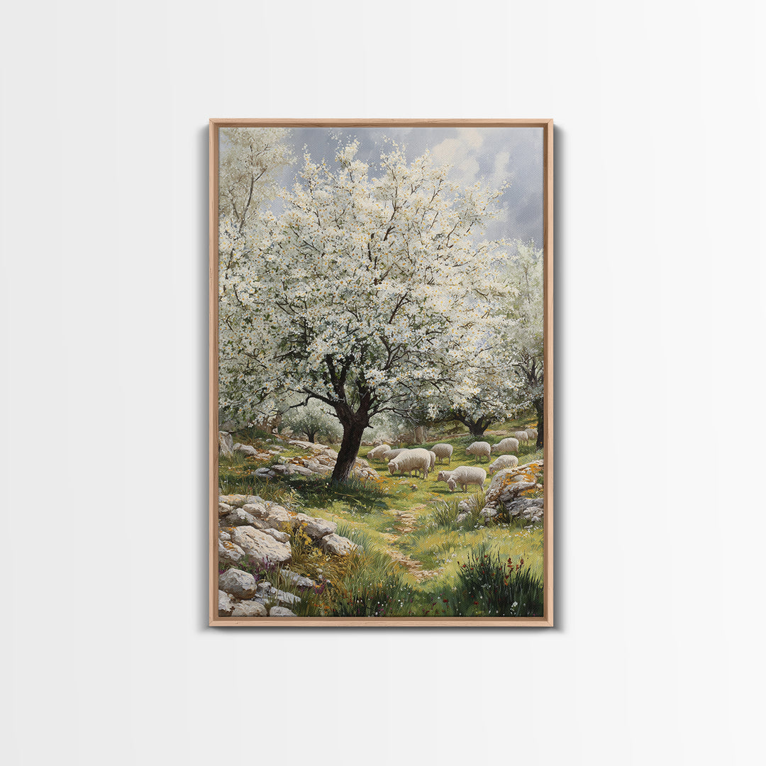 Pastoral Morning Grace, Framed Canvas Print, Christian Art Canvas, Christian Wall Art, Christian Christmas Art, Jesus Painting