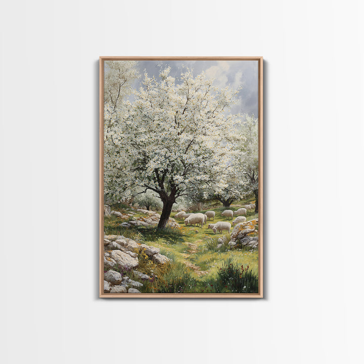 Pastoral Morning Grace, Framed Canvas Print, Christian Art Canvas, Christian Wall Art, Christian Christmas Art, Jesus Painting