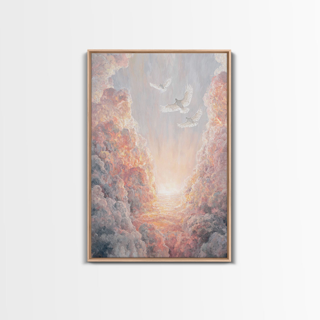 Doves Of Heaven – Framed Canvas Print – Christian Wall Art – Christian Art Canvas – Christmas Art – Christian Decor – Christian Gift Ideas