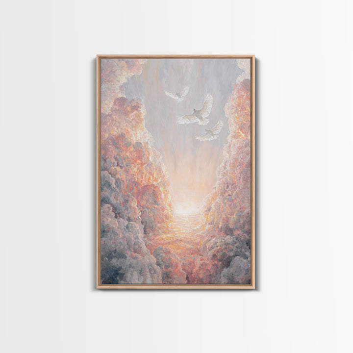 Doves Of Heaven – Framed Canvas Print – Christian Wall Art – Christian Art Canvas – Christmas Art – Christian Decor – Christian Gift Ideas