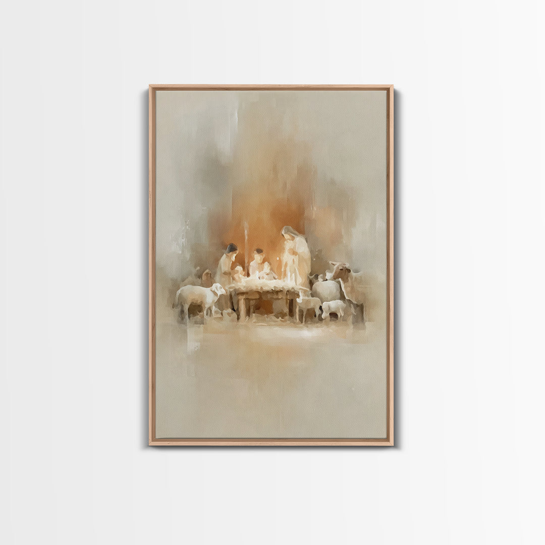 Holy Nativity – Framed Canvas Print – Christian Christmas Art – Christian Wall Art – Christmas Art Prints – Christian Decor – Christian Gif