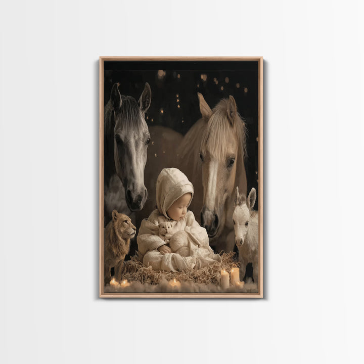 Silent Manger Light – Framed Canvas Print – Christian Wall Art – Jesus Painting – Christmas Wall Art – Christian Art Canvas – Christian Chr