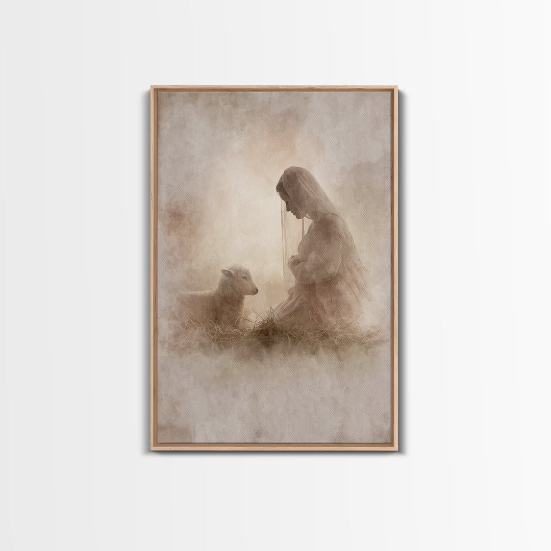 Sacred Night Calm – Framed Canvas Print – Christian Art Canvas – Christian Christmas Art – Jesus Christmas Art – Christian Wall Art – Chris