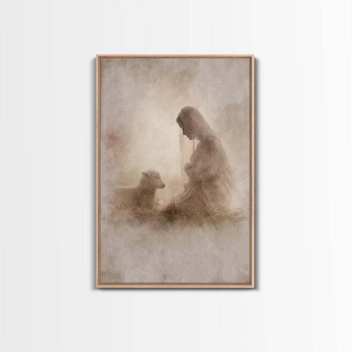 Sacred Night Calm – Framed Canvas Print – Christian Art Canvas – Christian Christmas Art – Jesus Christmas Art – Christian Wall Art – Chris