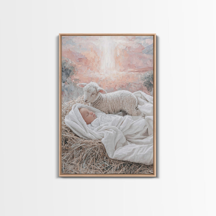 Divine Dawn Rest | Framed Canvas Print | Christian Art Canvas | Jesus Christmas Art | Christian Wall Art | Modern Christian Art | Christmas