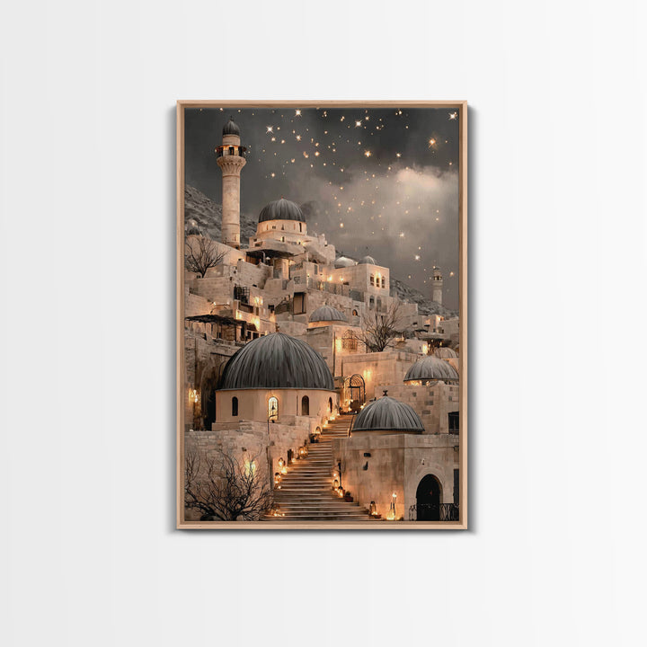 City of Light – Framed Canvas Print – Christmas Art Framed – Christian Wall Art – Christian Art Canvas – Christian Christmas Art – Retro Ch