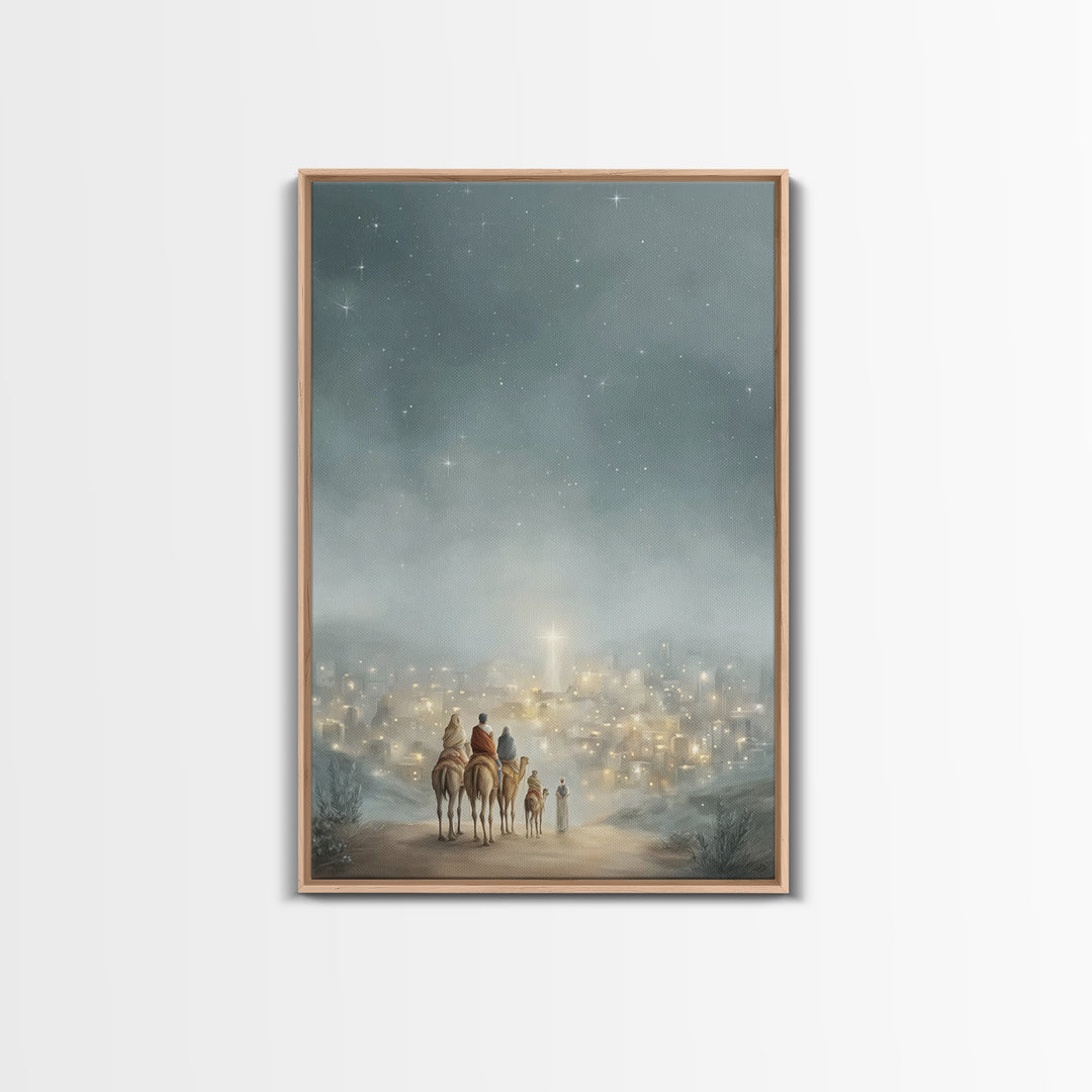 City Of Light – Framed Canvas Print – Christmas Wall Art – Christian Christmas Art – Christian Art Canvas – Jesus Painting – Christian Deco