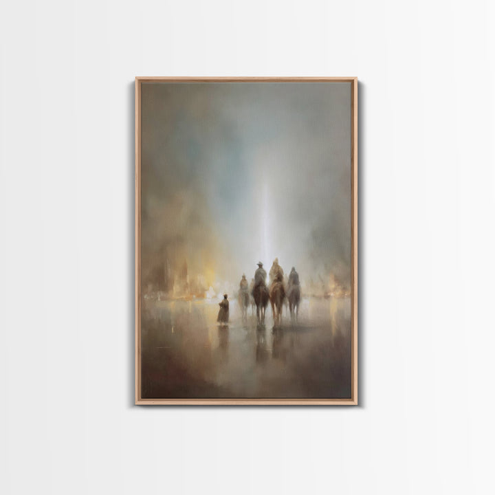 Mystic Pilgrims – Framed Canvas Print – Christian Art – Christmas Art Prints – Christian Wall Art – Jesus Christmas Art – Christian Canvas