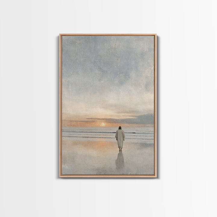 Shore Of Peace – Framed Canvas Print – Jesus Painting – Christian Wall Art – Christian Art Canvas – Modern Christian Art – Christian Decor