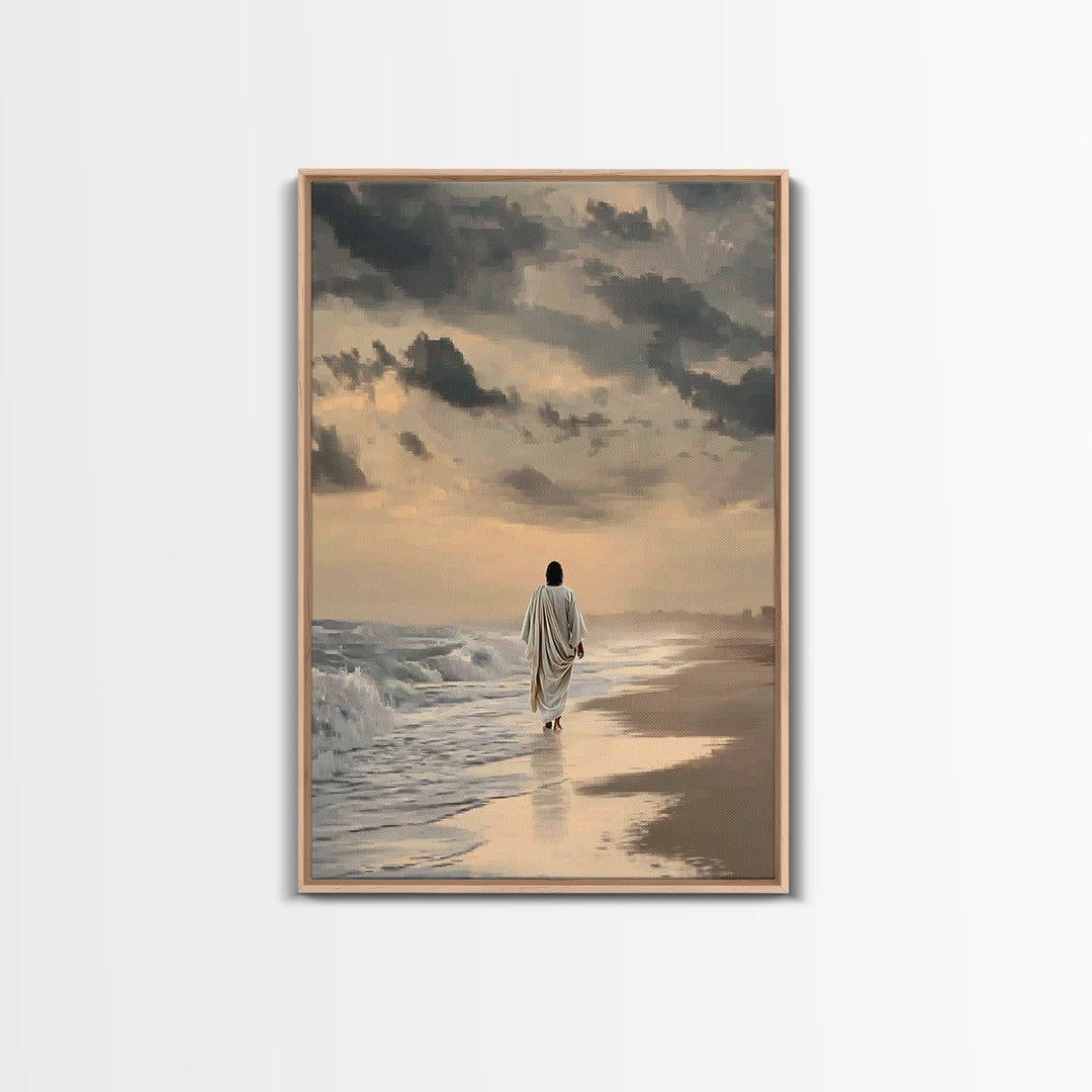 Still Waters – Framed Canvas Print – Christian Wall Art – Christian Art Canvas – Jesus Painting – Minimalist Christian Art – Christian Chri