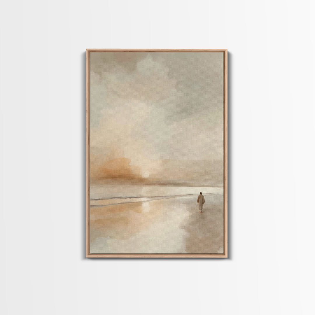 Gentle Horizon – Framed Canvas Print – Christian Art Canvas – Christian Wall Art – Minimalist Christian Art – Jesus Painting – Christian Ar