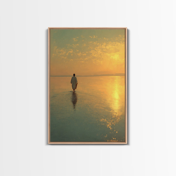Sunlit Path – Framed Canvas Print – Jesus Painting – Christian Wall Art – Christian Art Canvas – Modern Christian Painting – Christian Art