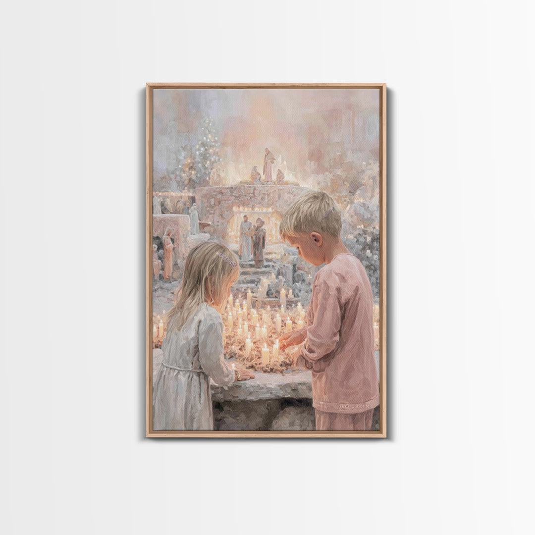 Starry Vigil – Framed Canvas Print – Christian Wall Art – Christian Christmas Art – Jesus Christmas Art – Christian Art Canvas – Christmas