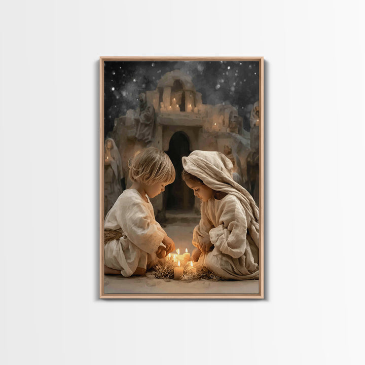 Holy Night Prayer – Framed Canvas Print – Christian Art Canvas – Christian Christmas Decor – Jesus Christmas Art – Christmas Art Prints – C