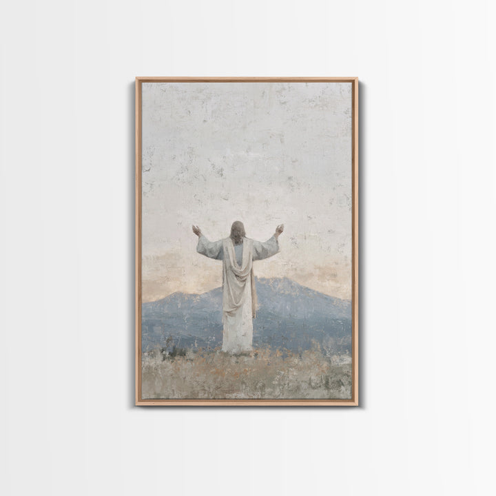 Silent Peak Devotion – Framed Canvas Print – Christian Art Canvas – Jesus Wall Art – Subtle Christian Art – Christmas Art Work – Christian