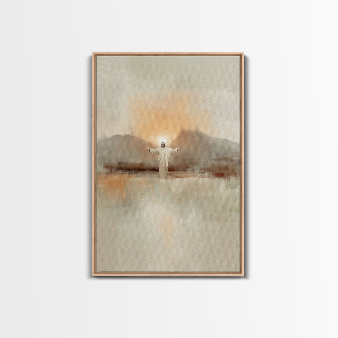 Dawn Of Mercy – Framed Canvas Print – Christian Wall Art – Jesus Painting – Christian Art Canvas – Minimalist Christian Art – Christian Dec