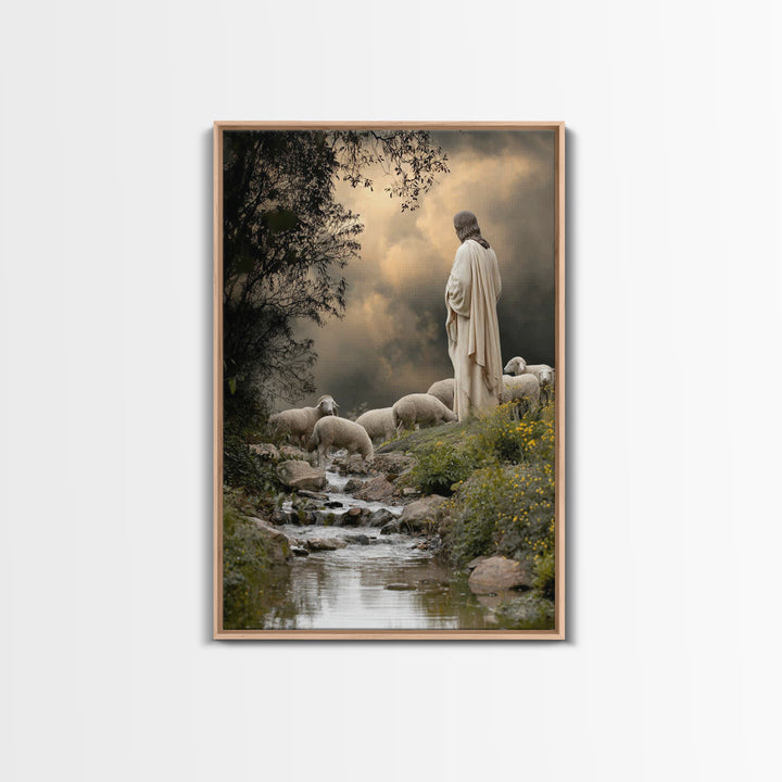 Autumn Pasture Grace – Framed Canvas Print – Christian Wall Art – Jesus Painting – Modern Christian Art – Christian Art Canvas – Christian