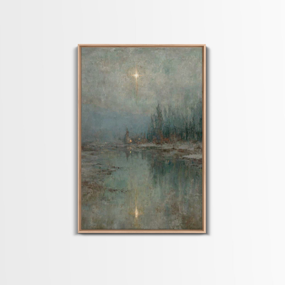 Light Over Still Waters | Framed Canvas Print | Christian Art Canvas | Christian Wall Art | Vintage Christian Art | Christmas Art Prints |