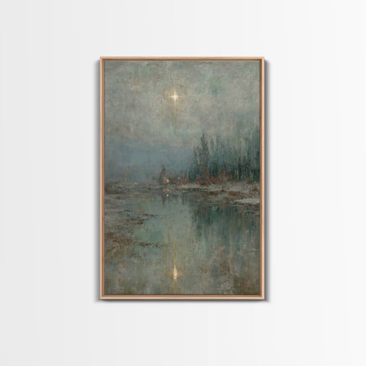 Light Over Still Waters | Framed Canvas Print | Christian Art Canvas | Christian Wall Art | Vintage Christian Art | Christmas Art Prints |