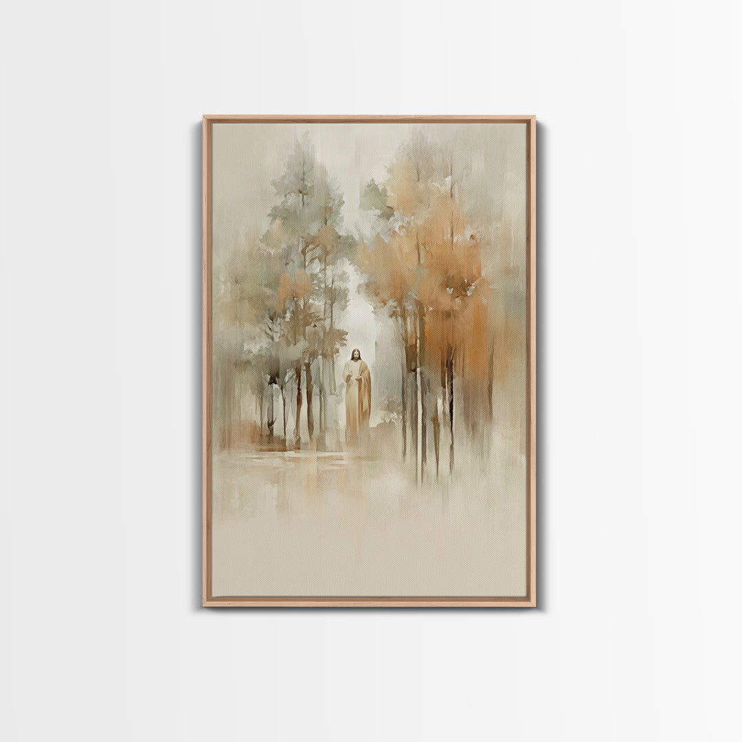 Forest Light Blessing – Framed Canvas Print – Christian Wall Art – Jesus Painting – Christian Art Canvas – Christian Christmas Art