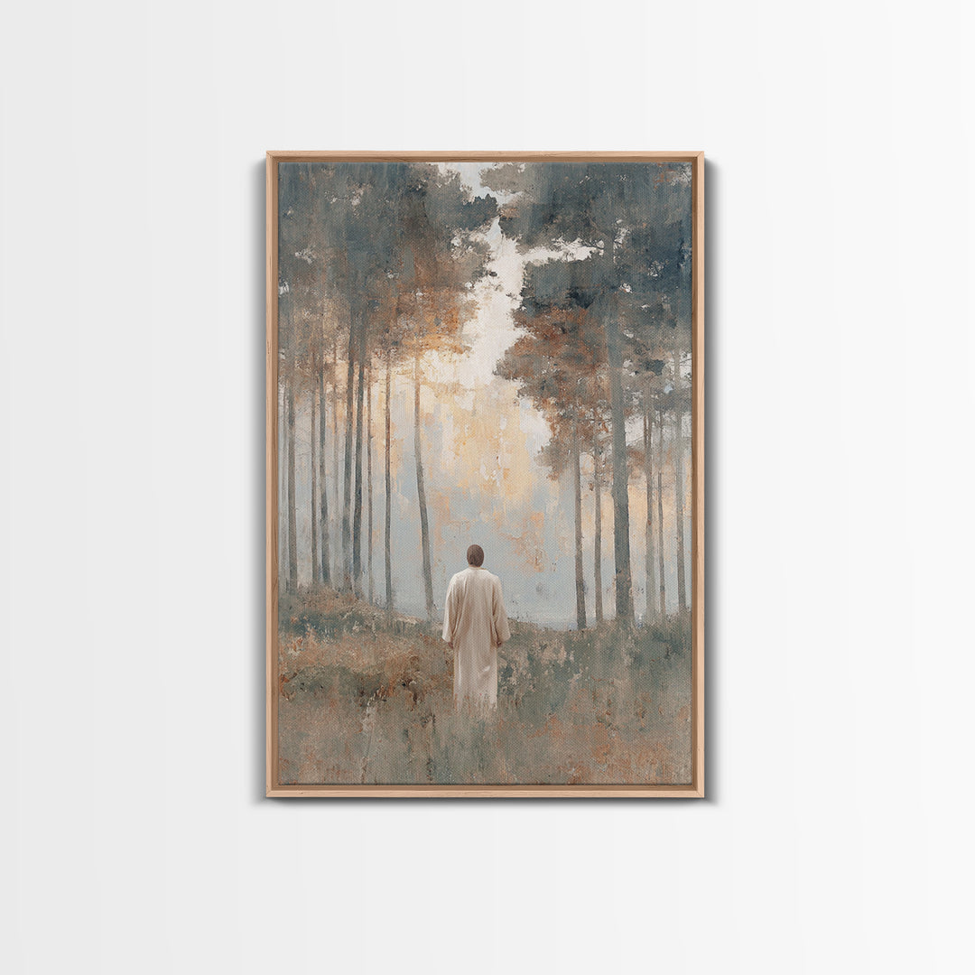 Dawn Path Reverence | Framed Canvas Print | Christian Art Canvas | Christian Wall Art | Jesus Painting | Modern Christian Art