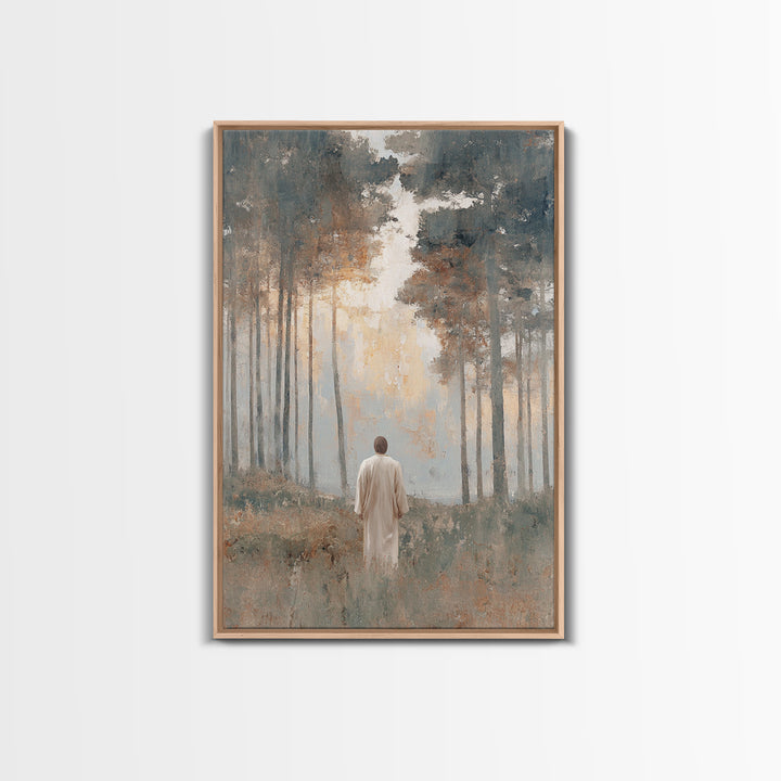 Dawn Path Reverence | Framed Canvas Print | Christian Art Canvas | Christian Wall Art | Jesus Painting | Modern Christian Art