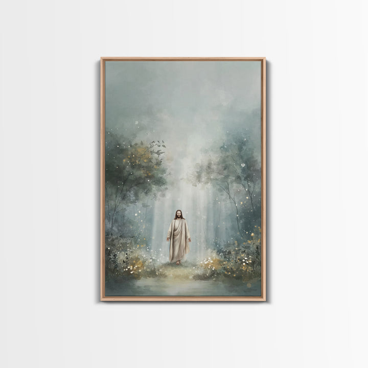 Glory In The Garden, Framed Canvas Print, Christian Wall Art, Christian Art Canvas, Jesus Painting, Subtle Christian Art