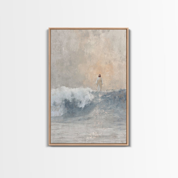 Waves Of Majesty, Framed Canvas Print, Jesus Painting, Christian Wall Art, Christian Art Canvas, Modern Christian Art