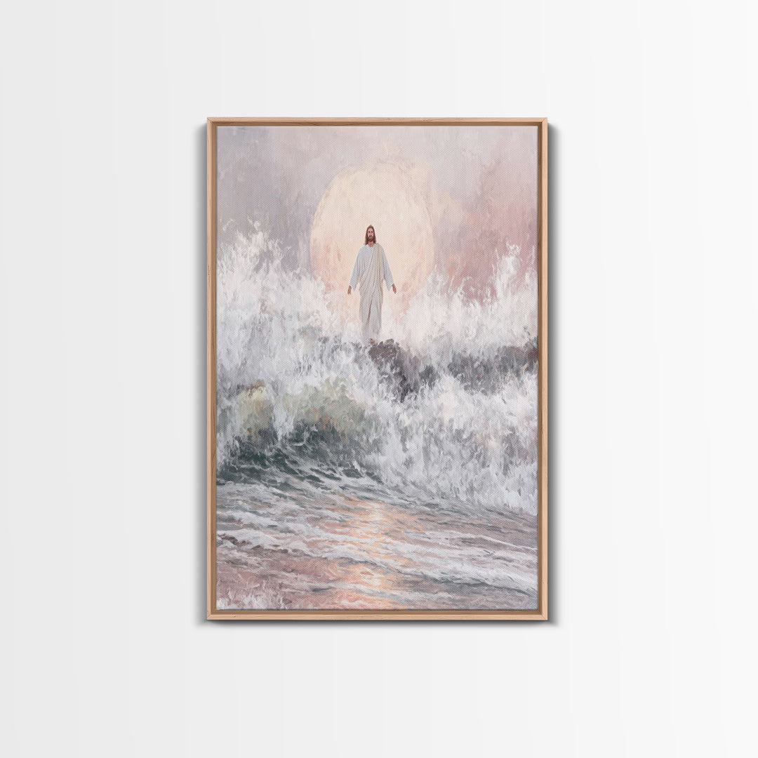 Moonrise of Peace – Framed Canvas Print – Christian Wall Art – Jesus Painting – Christian Art Canvas – Modern Christian Art
