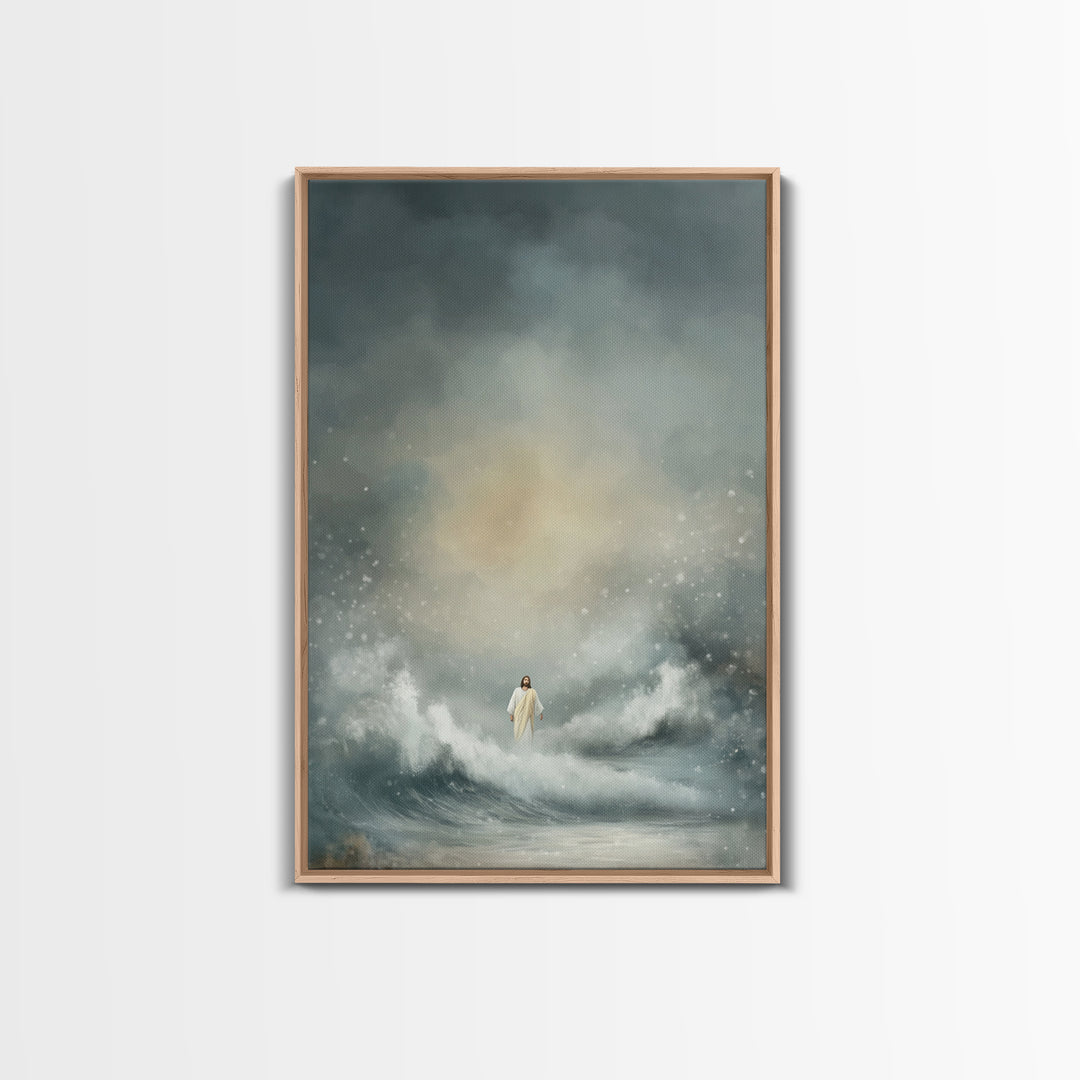 Stormlight Promise | Framed Canvas Print | Christian Art Canvas | Jesus Painting | Moody Christian Art | Christian Wall Art