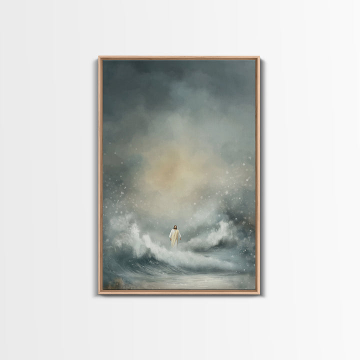 Stormlight Promise | Framed Canvas Print | Christian Art Canvas | Jesus Painting | Moody Christian Art | Christian Wall Art