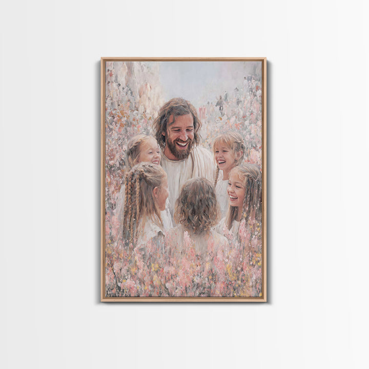 Joyful Garden Grace – Framed Canvas Print – Christian Art Canvas – Christian Gift Ideas – Jesus Painting – Christian Wall Art