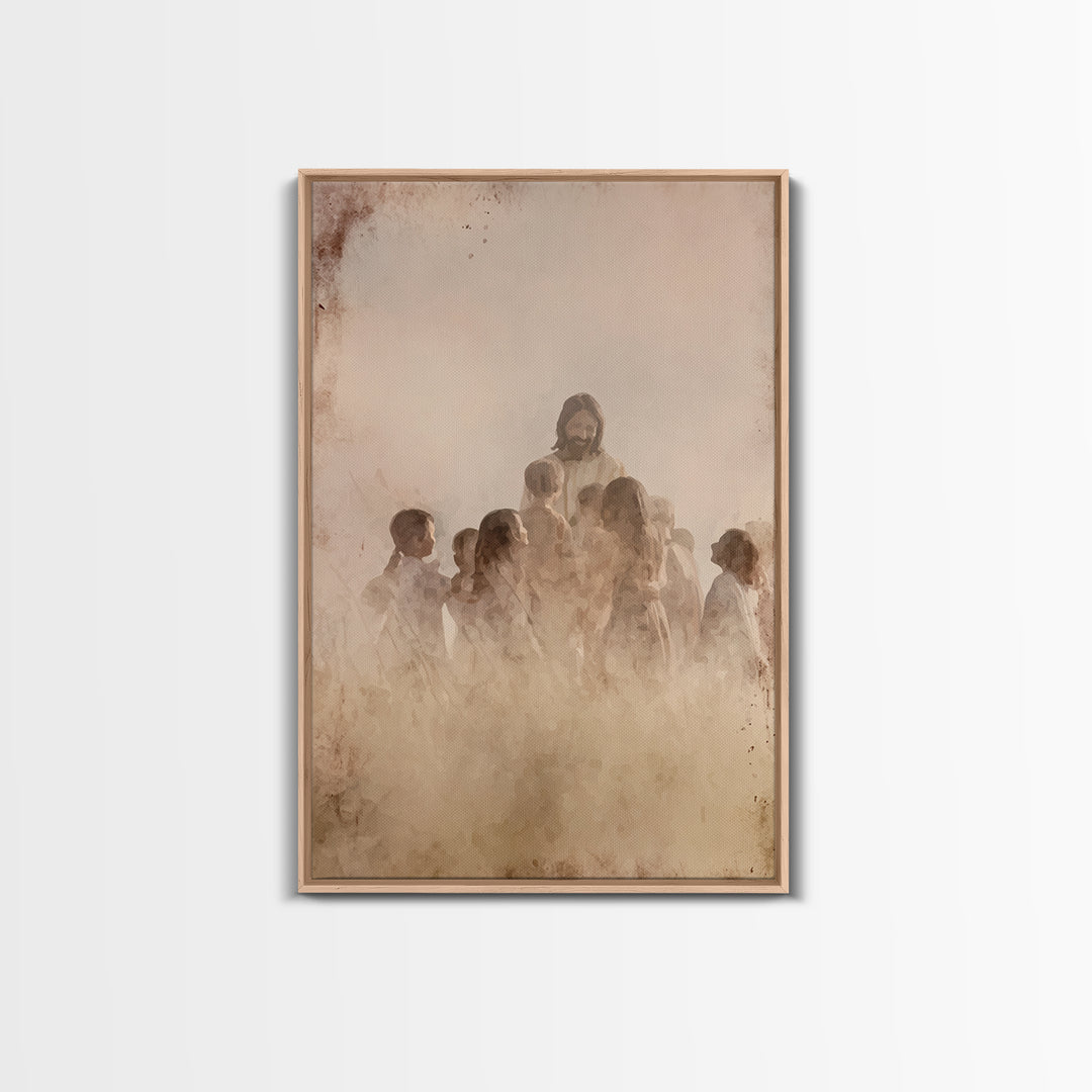 Children of Heaven, Framed Canvas Print, Christian Art Canvas, Christian Wall Art, Jesus Painting, Christian Art Prints