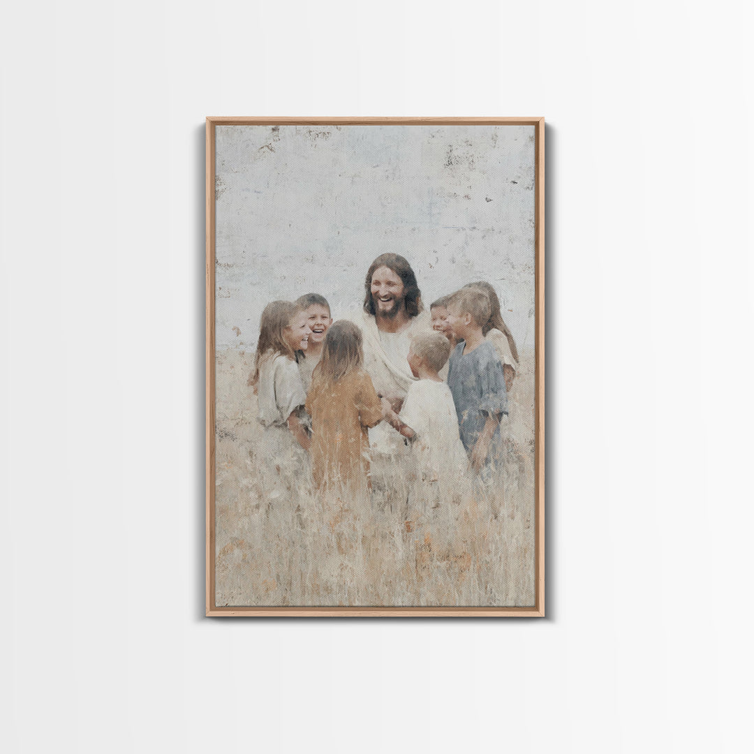 Gathered in Light, Framed Canvas Print, Christian Art Canvas, Jesus Painting, Christian Wall Art, Unique Christian Art