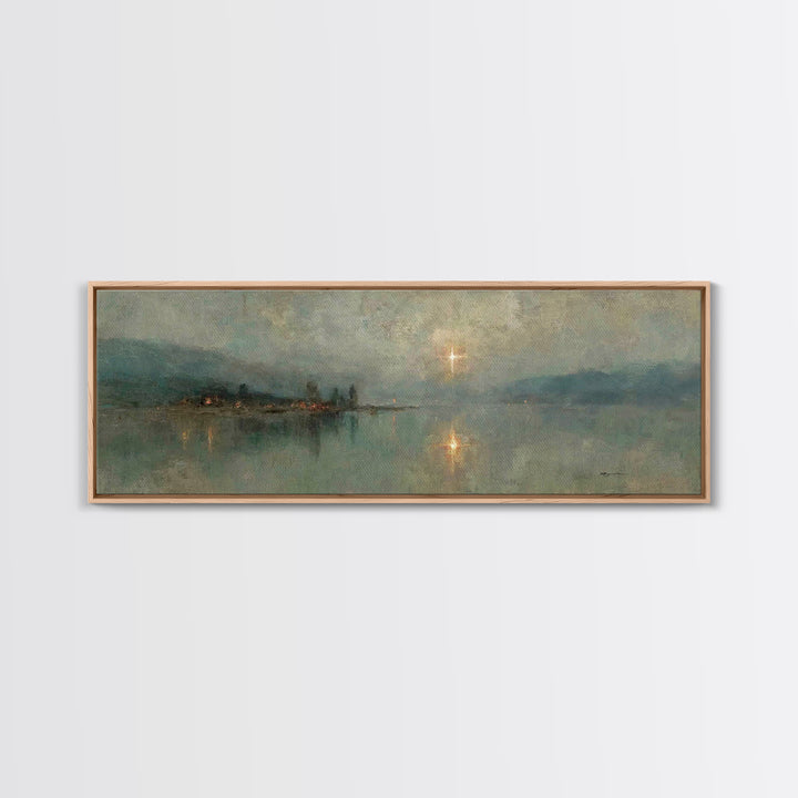 Midnight Bethlehem Light – Framed Canvas Print – Panoramic Art – Christian Wall Art – Christian Art Canvas – Christmas Art – Modern Christi